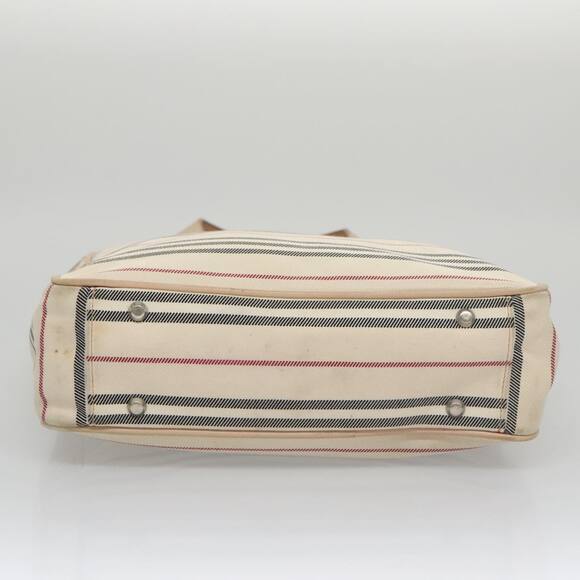 Burberry Shoulder Bag Canvas Leather Beige Cream Silver - Picture 5 of 16